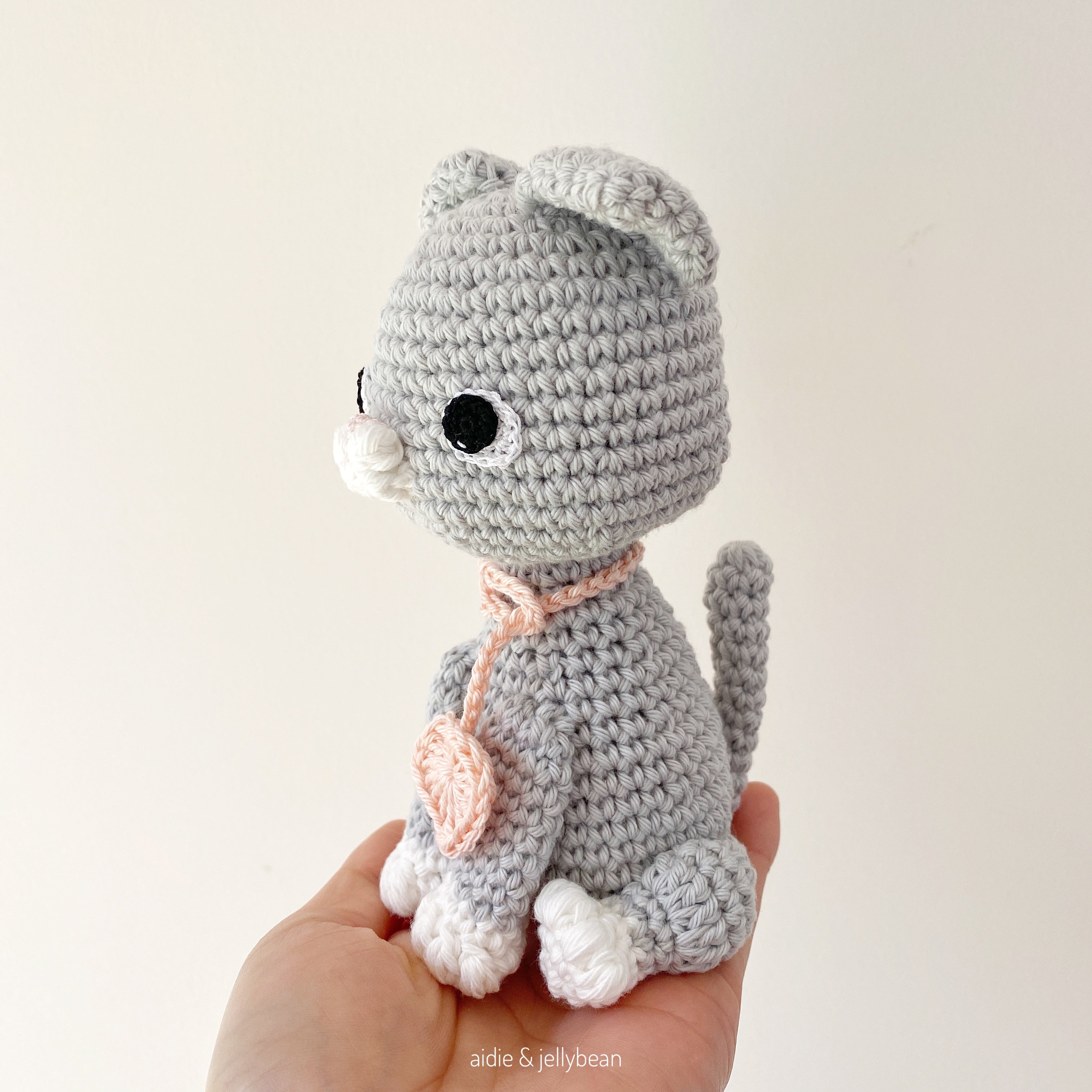 Made to Order CAT with a Heart Charm crochet amigurumi