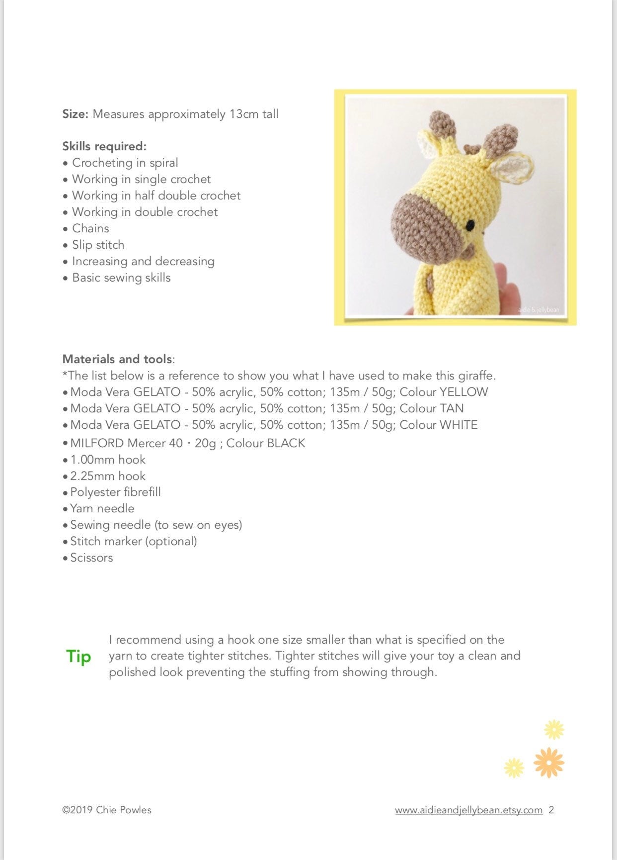 AMIGURUMI PATTERN/ tutorial (English) Amigurumi Giraffe "Little Suzy the Giraffe" pdf - US terminology