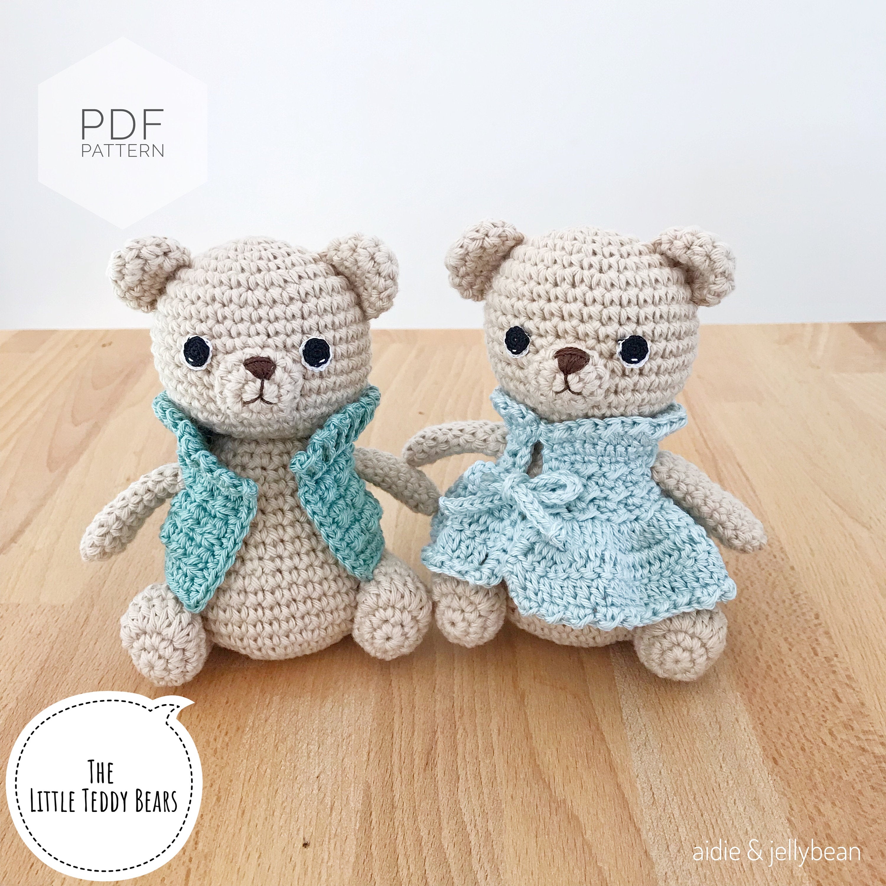 AMIGURUMI PATTERN/ tutorial (English) Amigurumi Teddy Bear "The Little Teddy Bears" pdf - US terminology