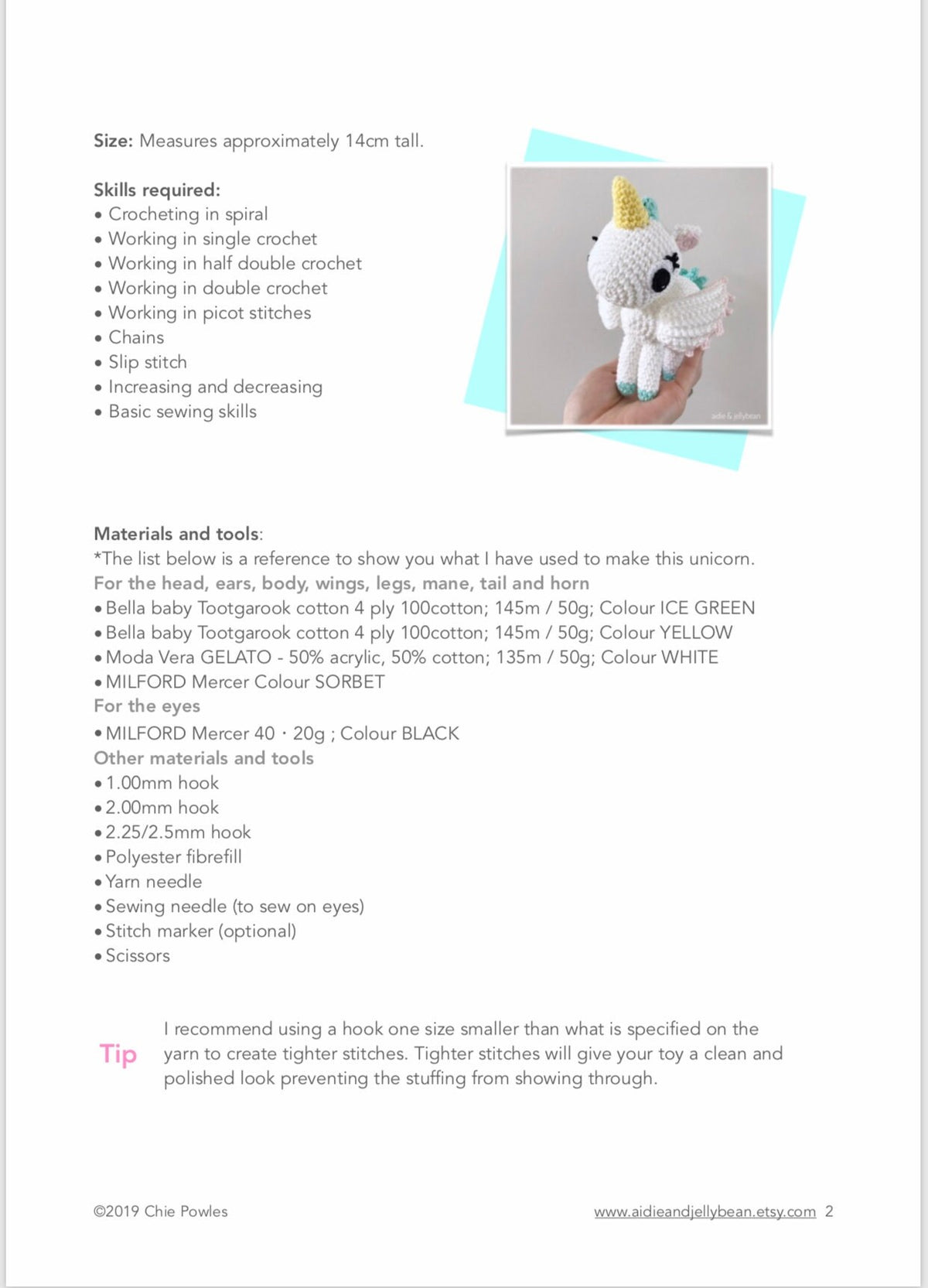AMIGURUMI PATTERN/ tutorial (English) Amigurumi Unicorn - "Madeline the Unicorn" pdf - US terminology