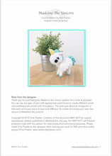 Load image into Gallery viewer, AMIGURUMI PATTERN/ tutorial (English) Amigurumi Unicorn - "Madeline the Unicorn" pdf - US terminology