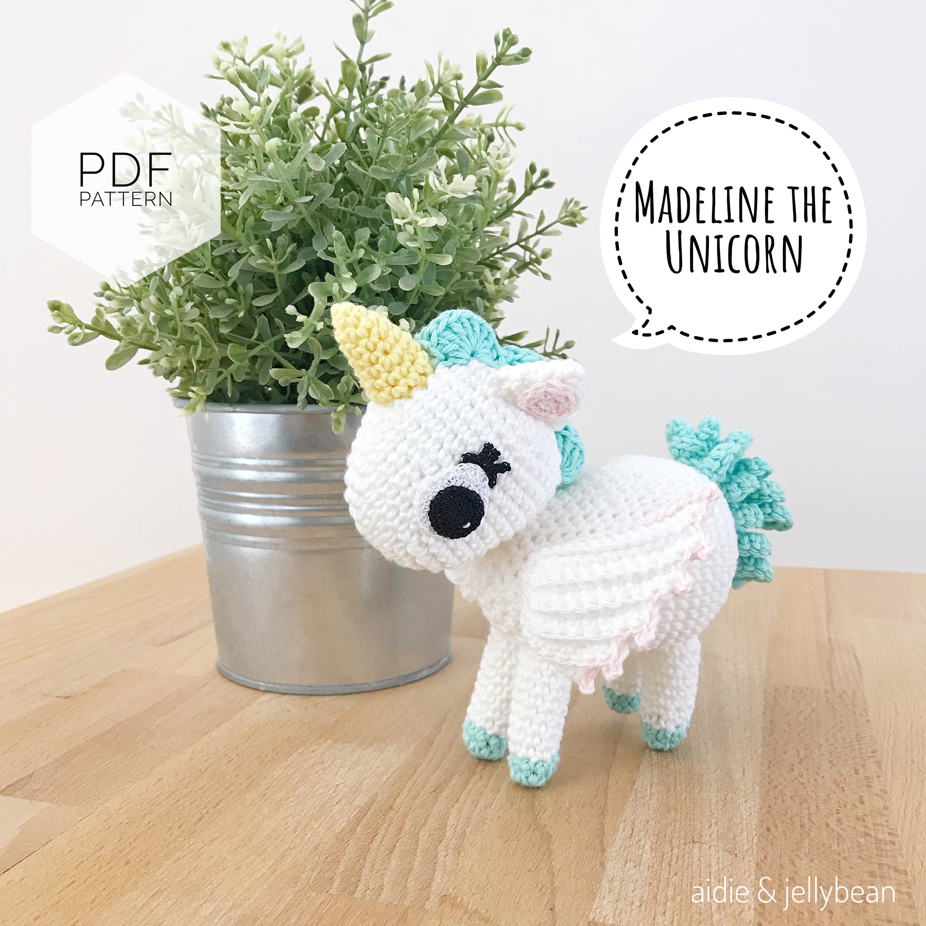 AMIGURUMI PATTERN/ tutorial (English) Amigurumi Unicorn - "Madeline the Unicorn" pdf - US terminology
