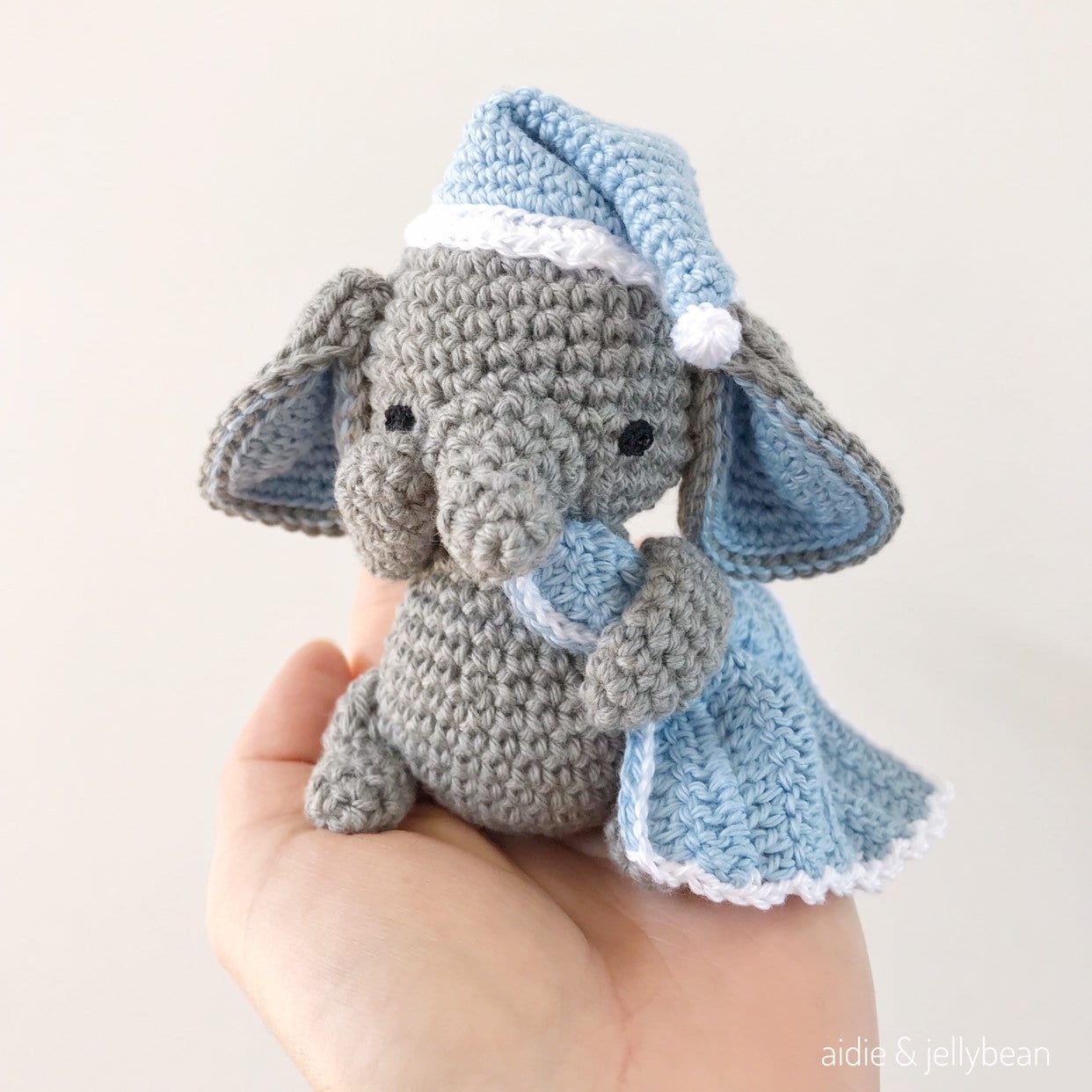 Made to Order LITTLE ELEPHANT with Hat and Blanket crochet amigurumi