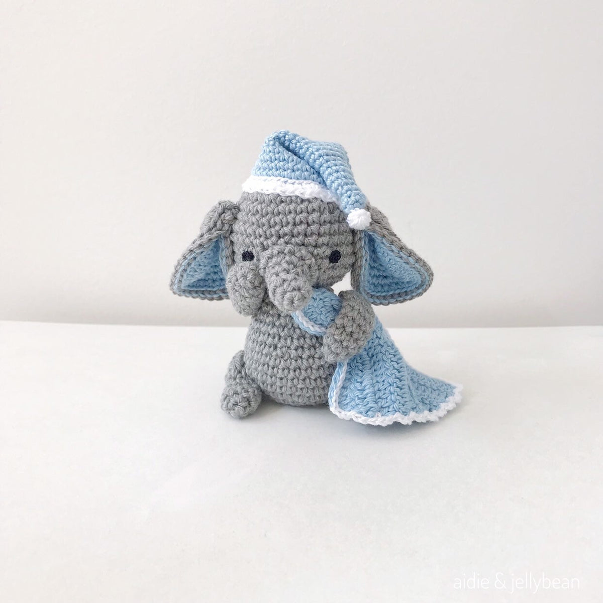 Made to Order LITTLE ELEPHANT with Hat and Blanket crochet amigurumi