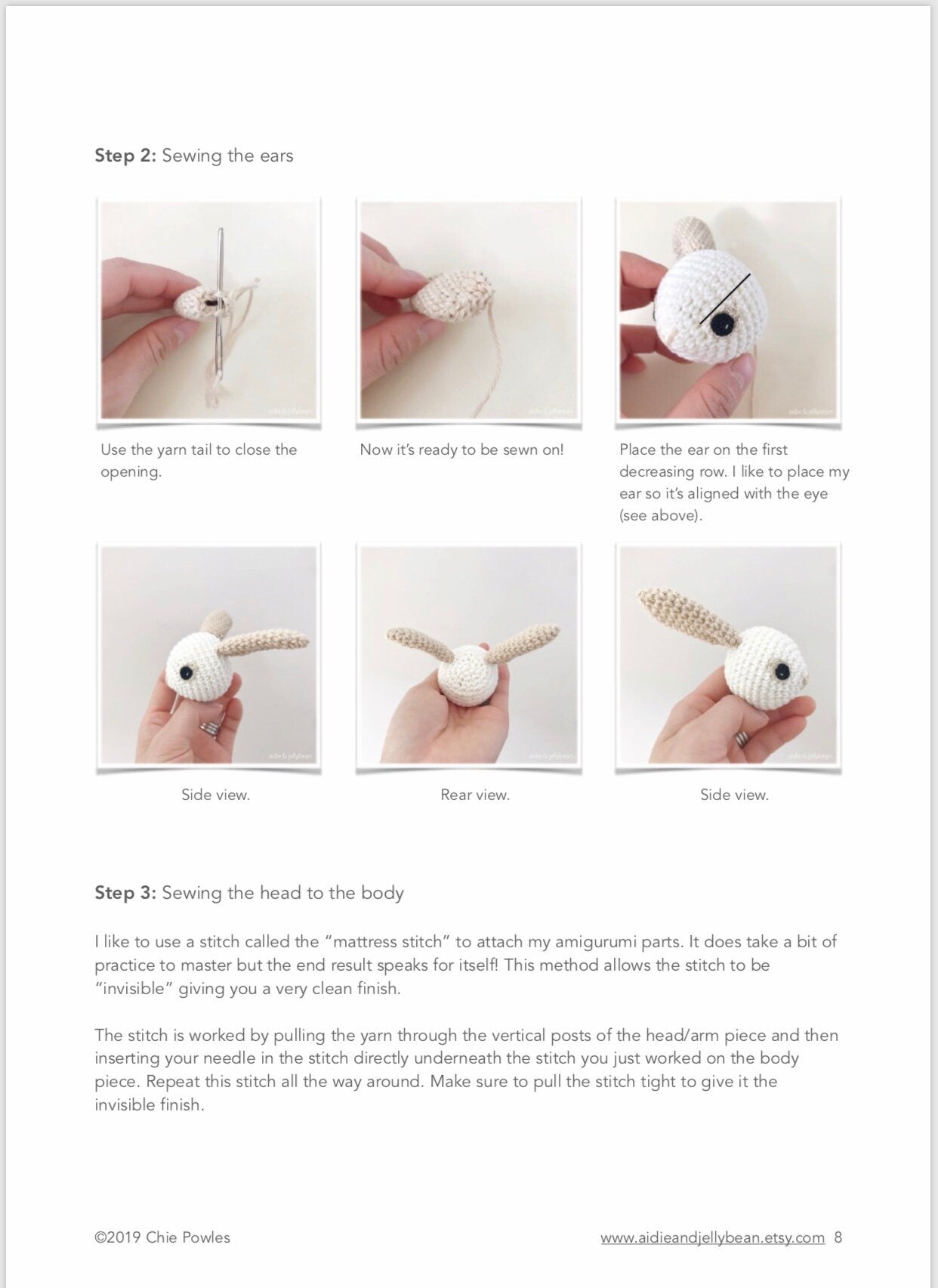AMIGURUMI PATTERN/ tutorial (English) Amigurumi Bunny - "Poppy the Bunny" pdf - US terminology