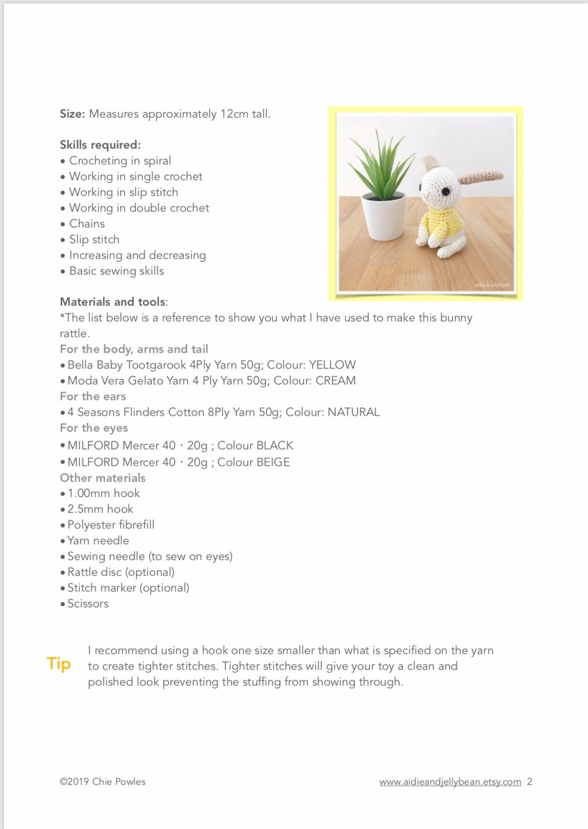 AMIGURUMI PATTERN/ tutorial (English) Amigurumi Bunny - "Poppy the Bunny" pdf - US terminology