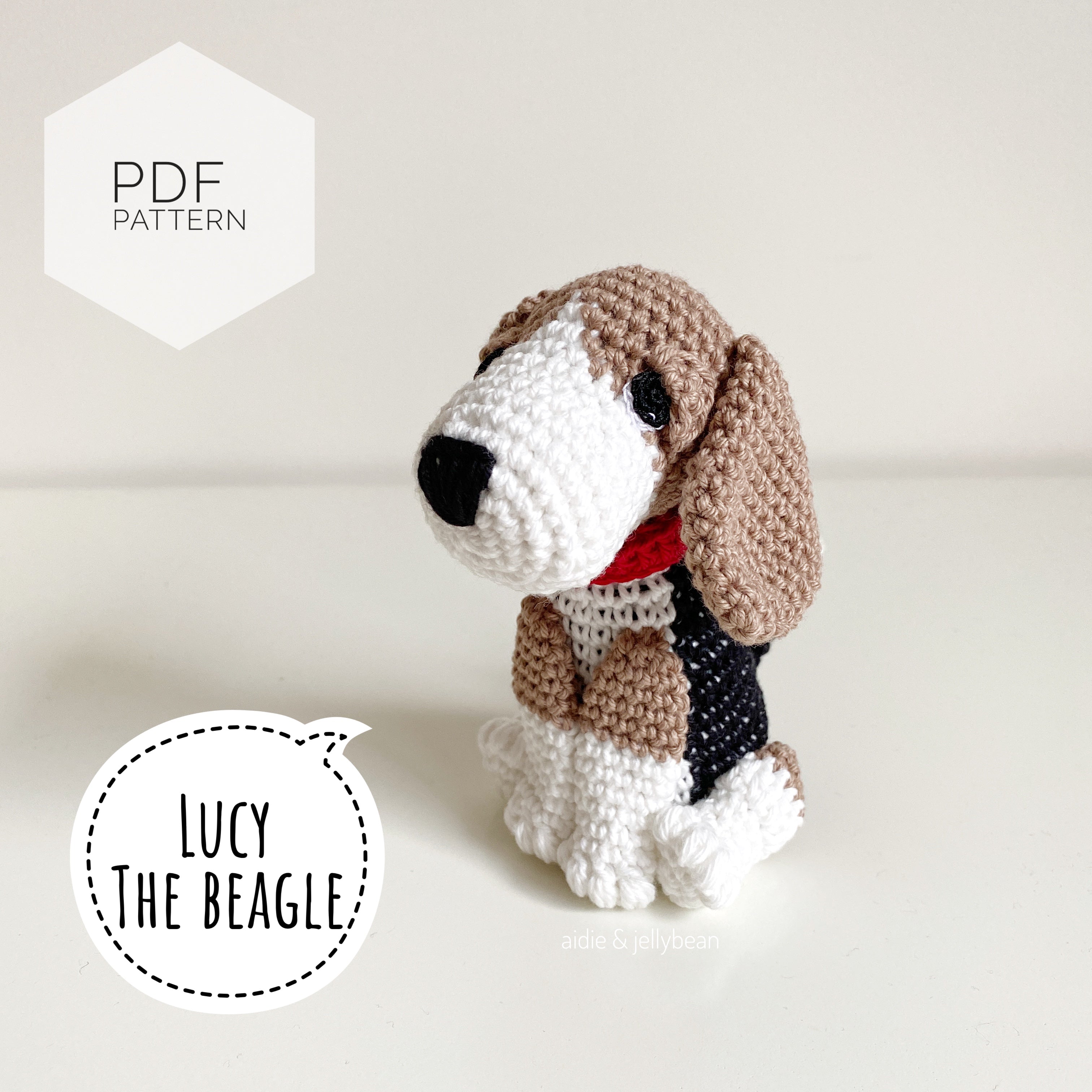 AMIGURUMI PATTERN/ tutorial (English) Amigurumi Beagle - "Lucy the Beagle Puppy" pdf - US terminology