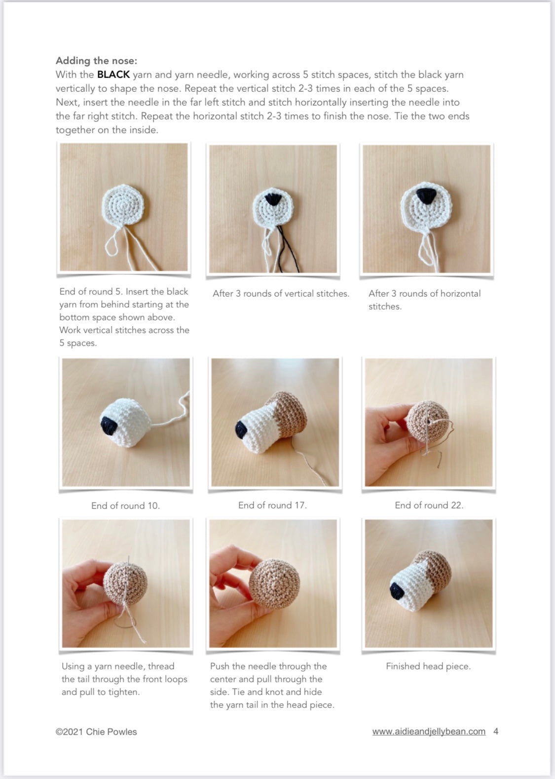 AMIGURUMI PATTERN/ tutorial (English) Amigurumi Beagle - "Lucy the Beagle Puppy" pdf - US terminology