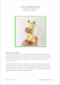 AMIGURUMI PATTERN/ tutorial (English) Amigurumi Giraffe "Little Suzy the Giraffe" pdf - US terminology