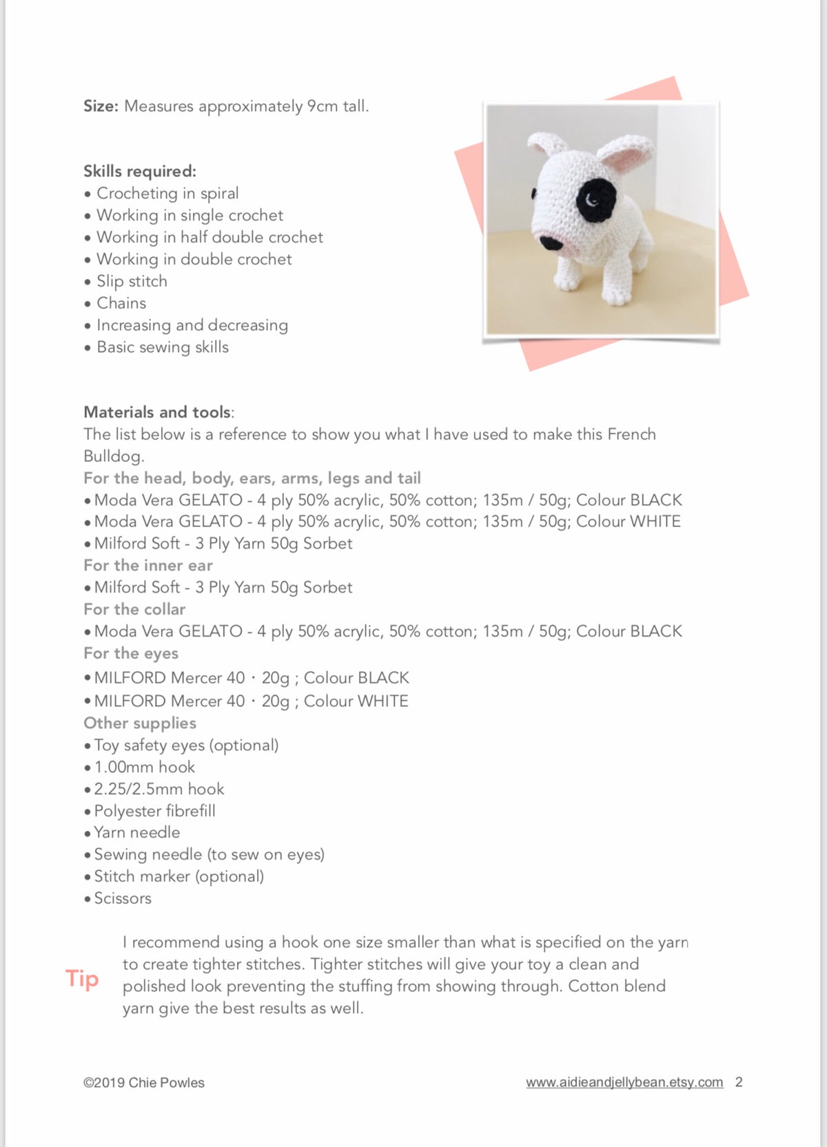 AMIGURUMI PATTERN/ tutorial (English / Español) Amigurumi Bull Terrier - "Cassie the Bull Terrier Puppy"