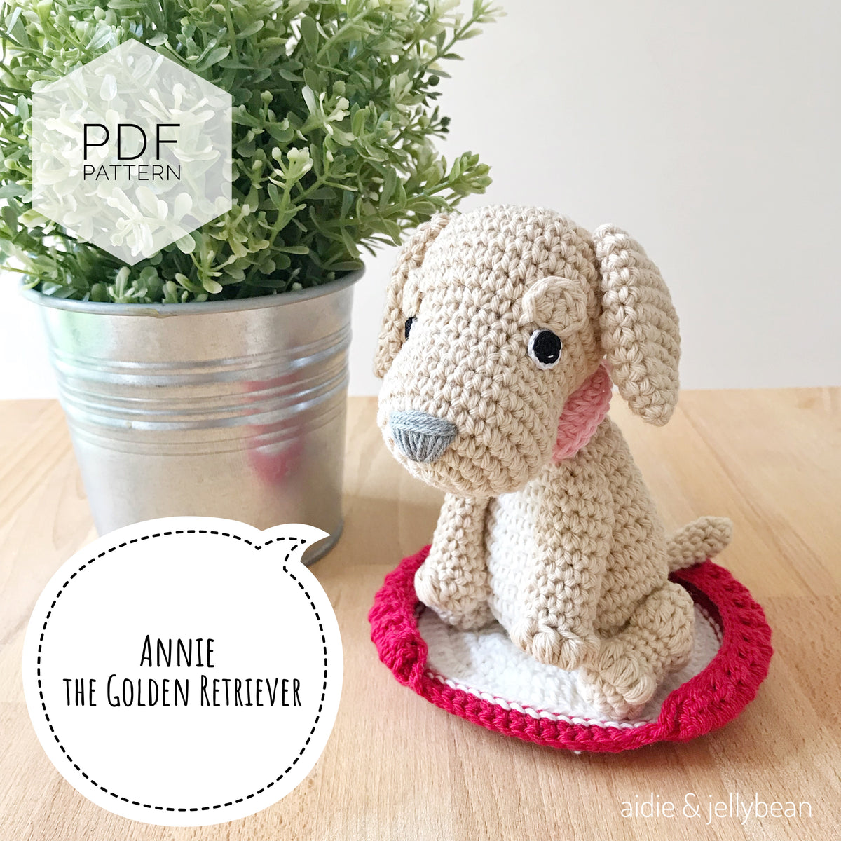 AMIGURUMI PATTERN/ tutorial (English) Amigurumi Golden Retriever - "Annie the Golden Retriever Puppy" pdf - US terminology