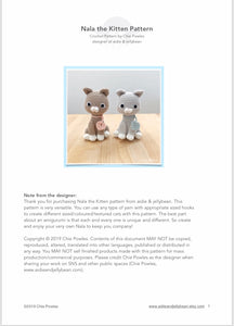 AMIGURUMI PATTERN/ tutorial (English) Amigurumi Cat - "Nala the Kitten Pattern" pdf - US terminology