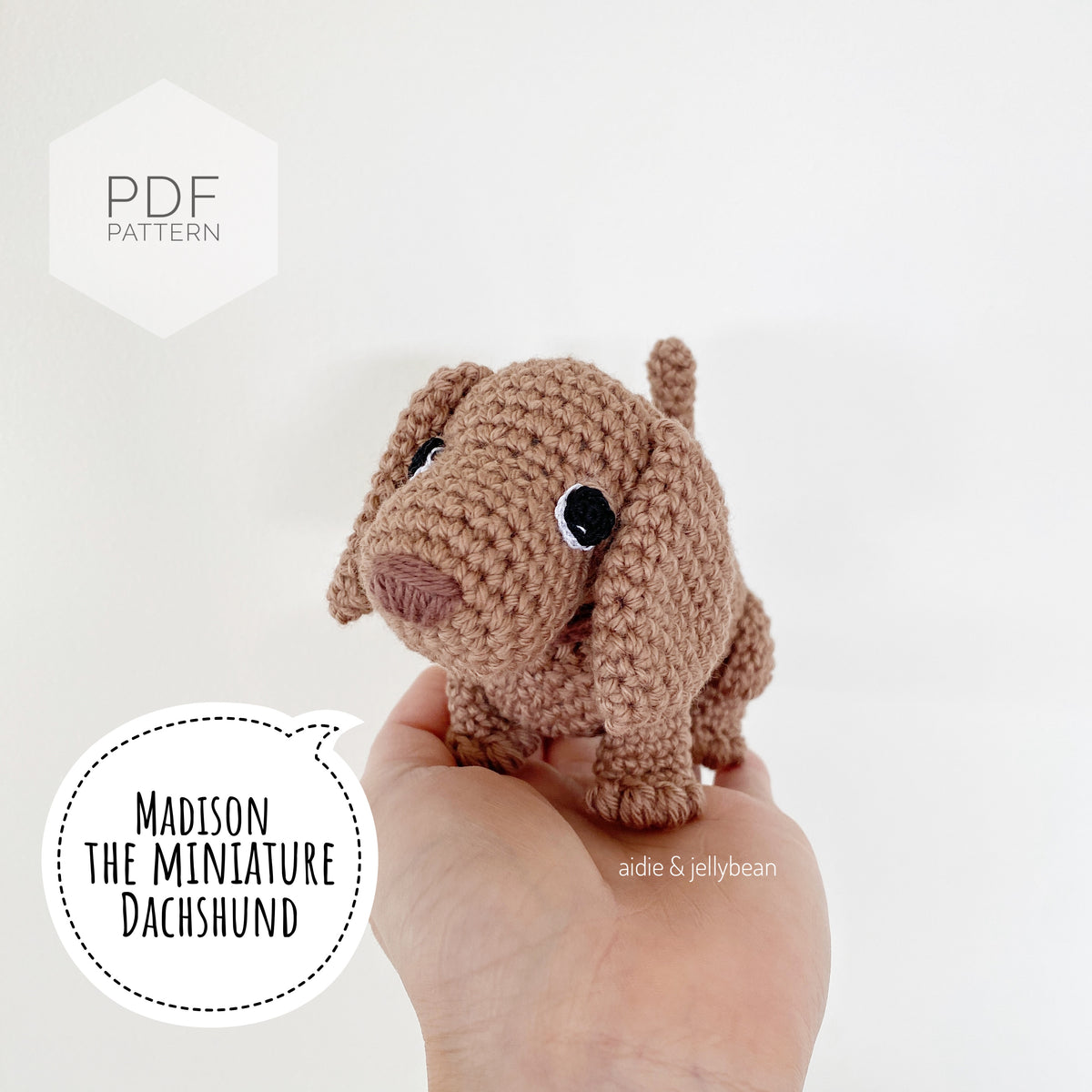 AMIGURUMI PATTERN/ tutorial (English) Amigurumi Miniature Dachshund Dog - "Madison the Miniature Dachshund Puppy" pdf - US terminology