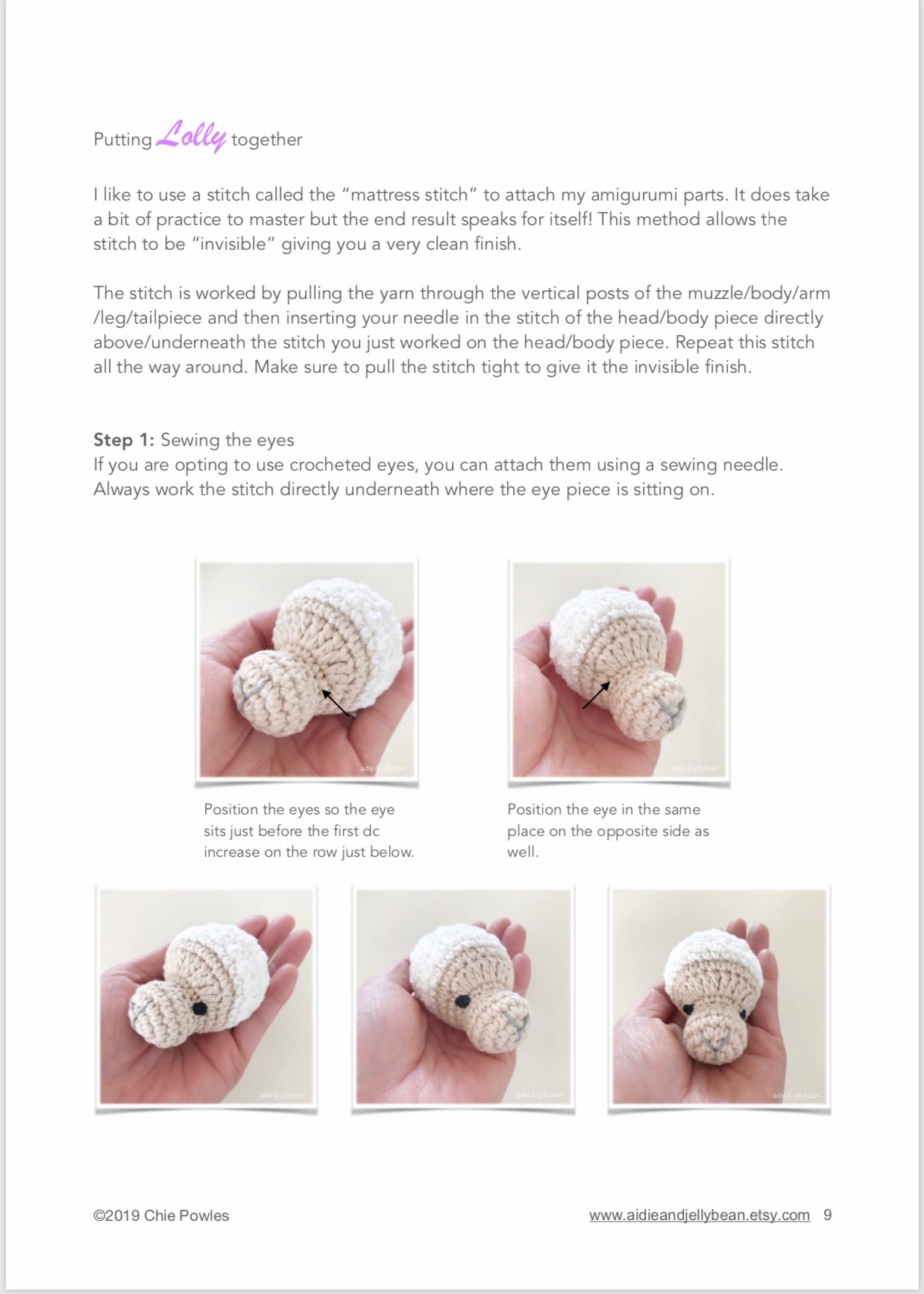 AMIGURUMI PATTERN/ tutorial (English) Amigurumi Llama- "Lolly the Llama" pdf - US terminology