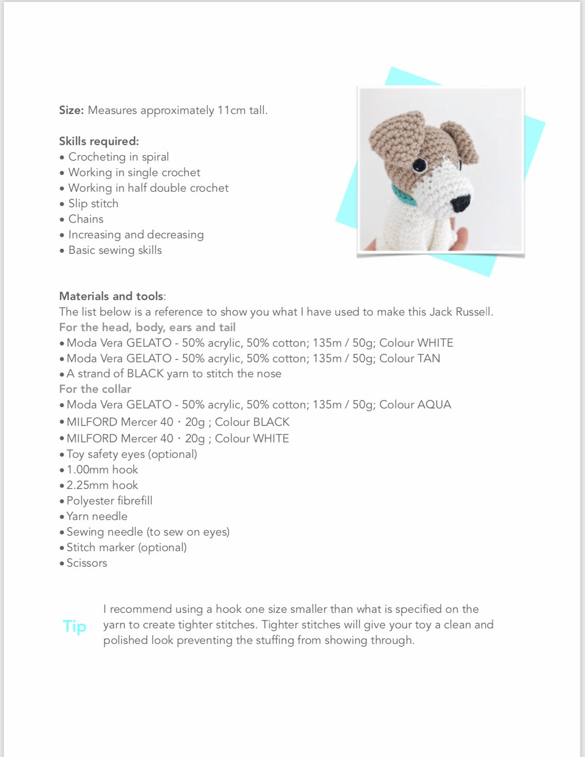 AMIGURUMI PATTERN/ tutorial (English / Español) Amigurumi Jack Russell Terrier  - "Poco the Jack Russell Terrier Puppy"