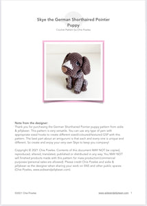AMIGURUMI PATTERN/ tutorial (English) Amigurumi German Shorthaired Pointer - "Skye the German Shorthaired Pointer Puppy" pdf - US terminology