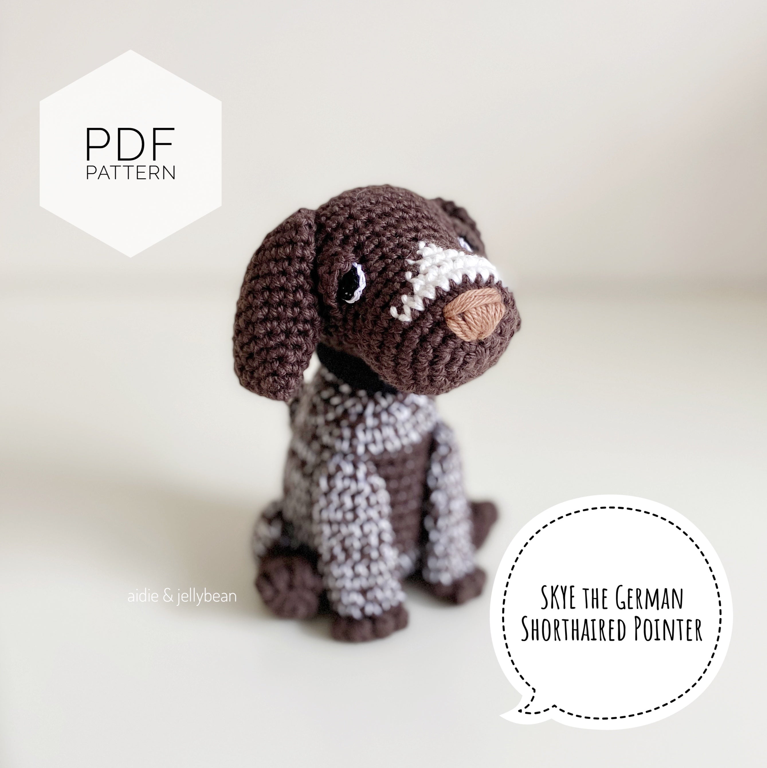 AMIGURUMI PATTERN/ tutorial (English) Amigurumi German Shorthaired Pointer - "Skye the German Shorthaired Pointer Puppy" pdf - US terminology