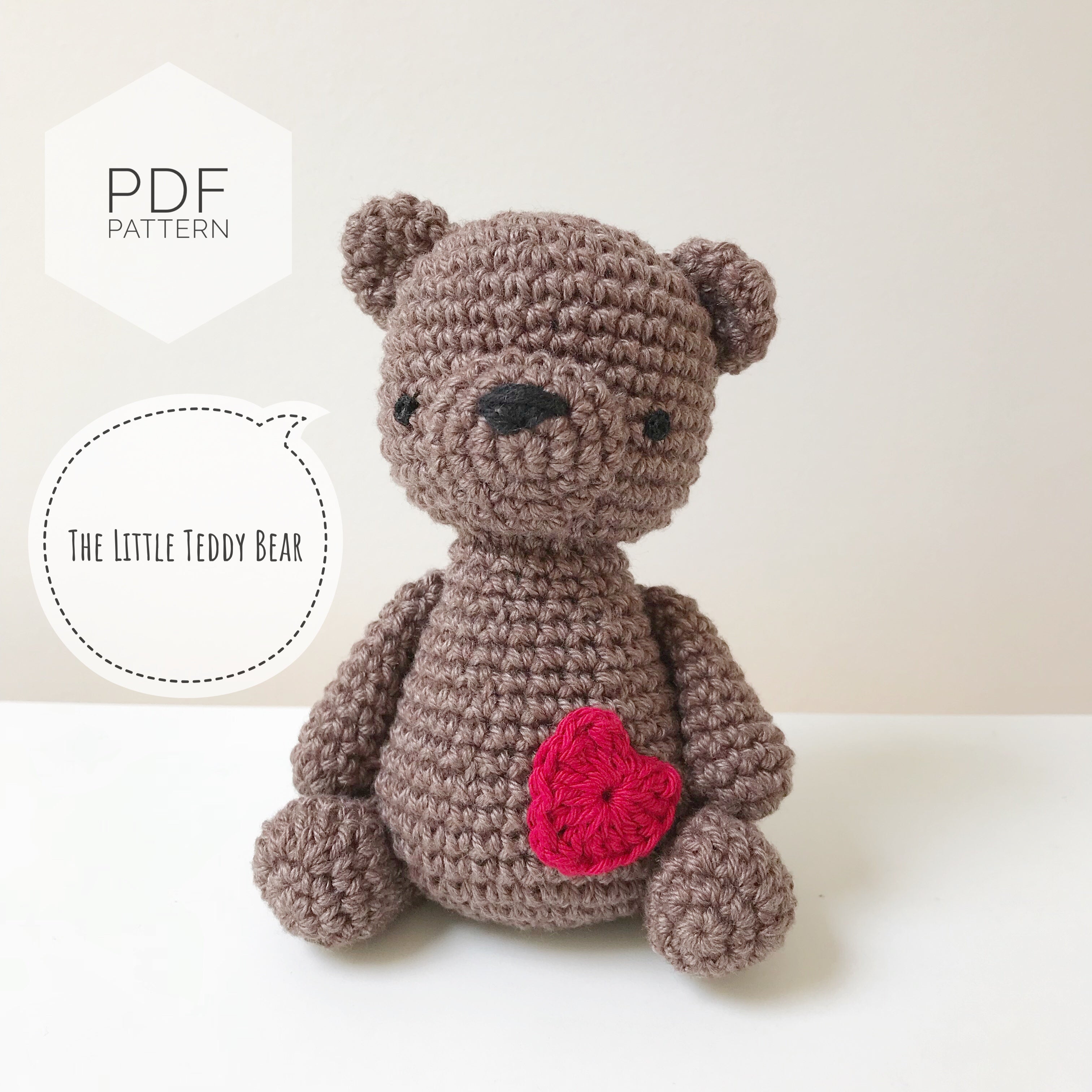 AMIGURUMI PATTERN/ tutorial (English) Amigurumi Teddy Bear "The Little Teddy Bear" pdf - US terminology
