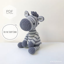 Load image into Gallery viewer, AMIGURUMI PATTERN/ tutorial (English) Amigurumi Zebra &quot;Zoe the Stripy Zebra&quot; pdf - US terminology