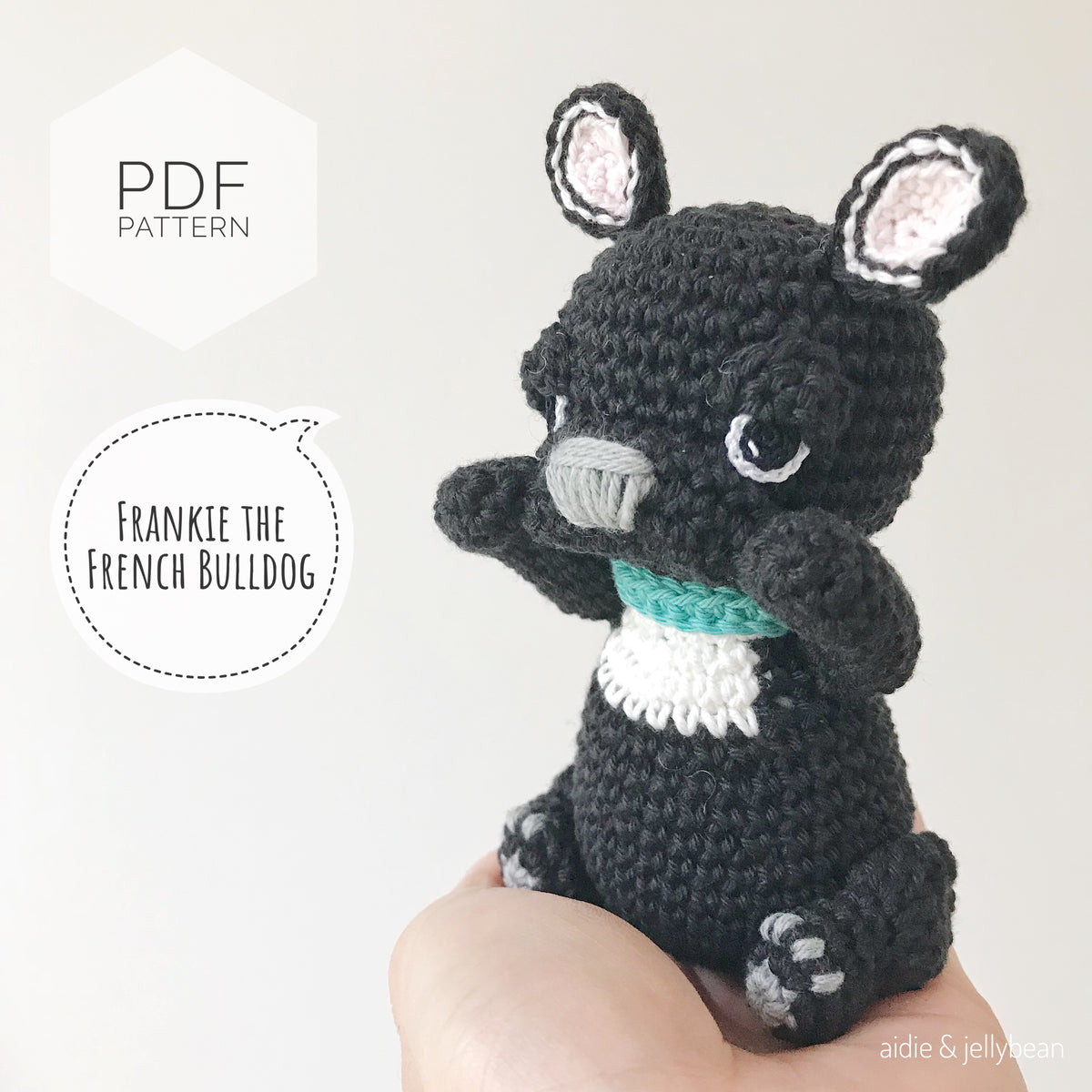 AMIGURUMI PATTERN/ tutorial (English) Amigurumi French Bulldog - "Frankie the French Bulldog Puppy" pdf - US terminology