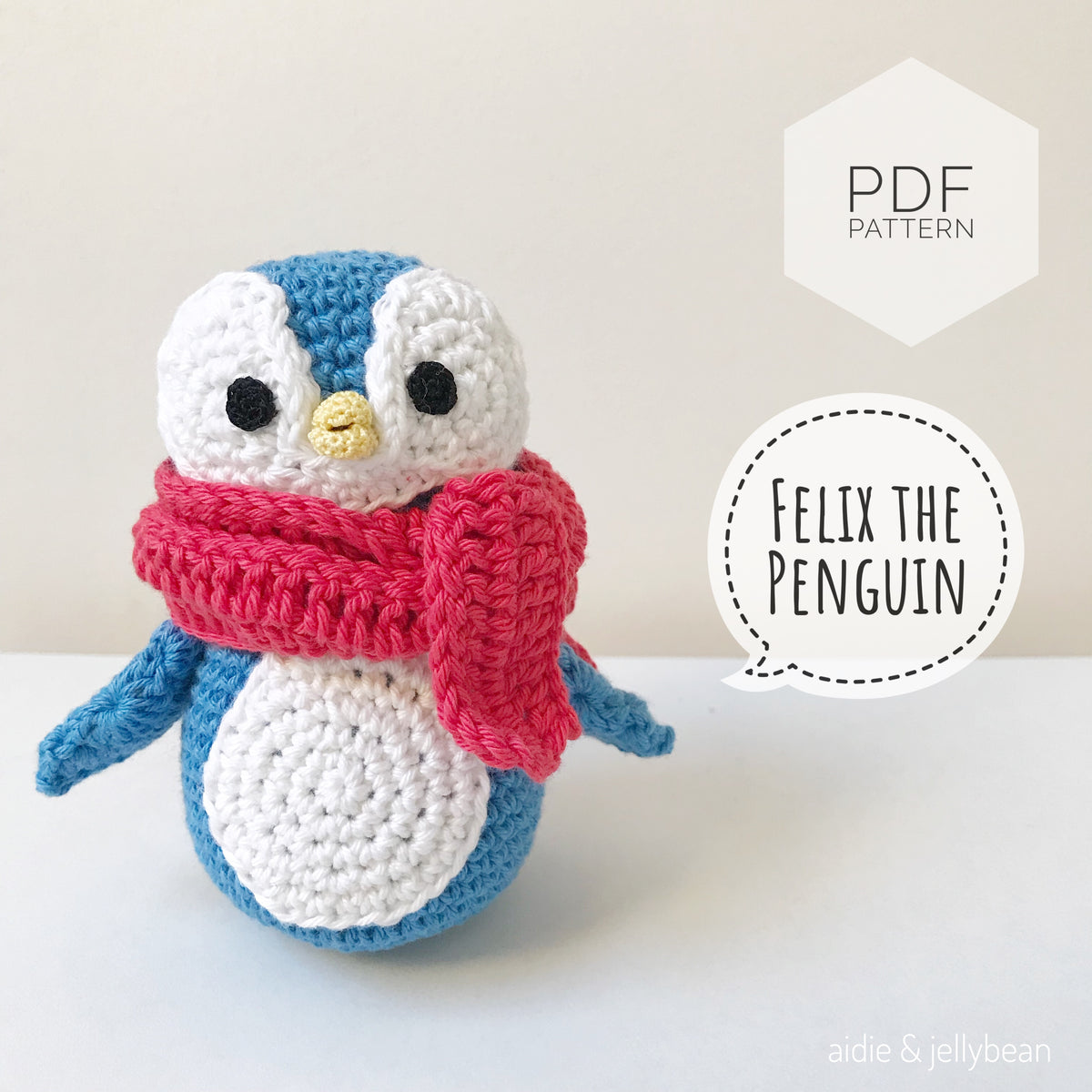 AMIGURUMI PATTERN/ tutorial (English) Amigurumi Penguin - "Felix the Happy Little Penguin" pdf - US terminology