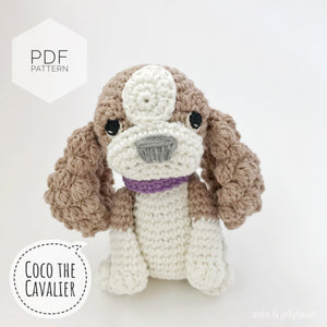 AMIGURUMI PATTERN/ tutorial (English) Amigurumi Cavalier Dog - "Coco the Cavalier Puppy" pdf - US terminology