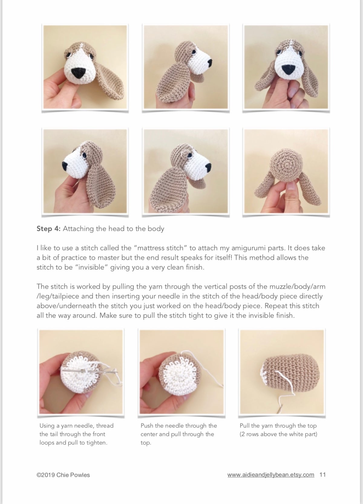 AMIGURUMI PATTERN/ tutorial (English / Español) Amigurumi Basset Hound Dog - "Sadie the Basset Hound Puppy"