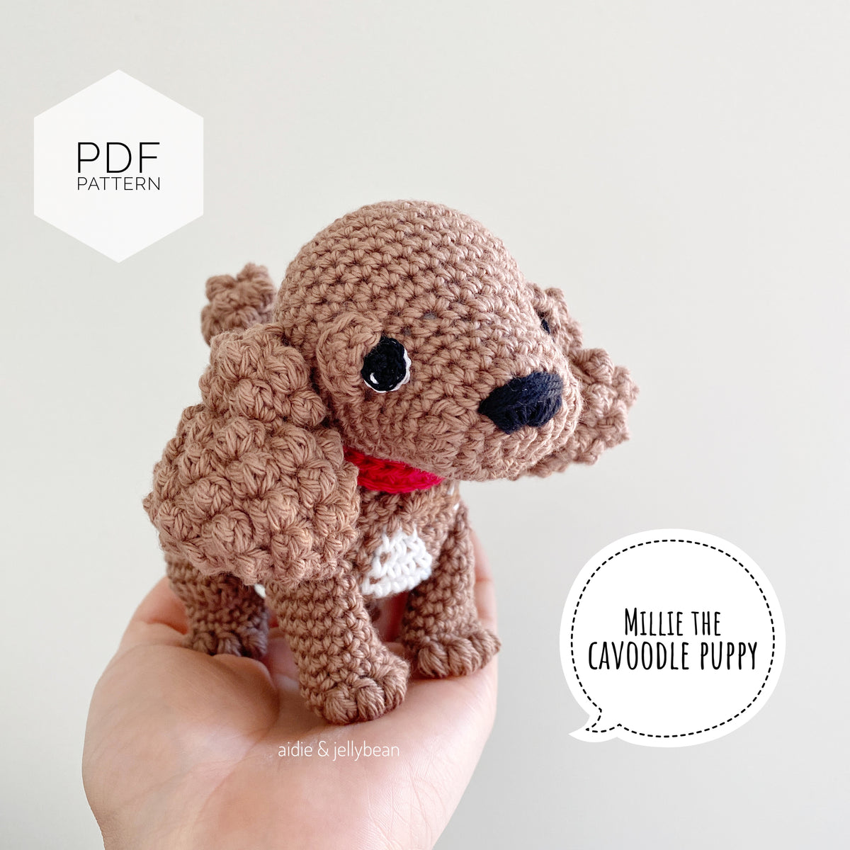AMIGURUMI PATTERN/ tutorial (English) Amigurumi Cavoodle  - "Millie the Cavoodle Puppy" pdf - US terminology