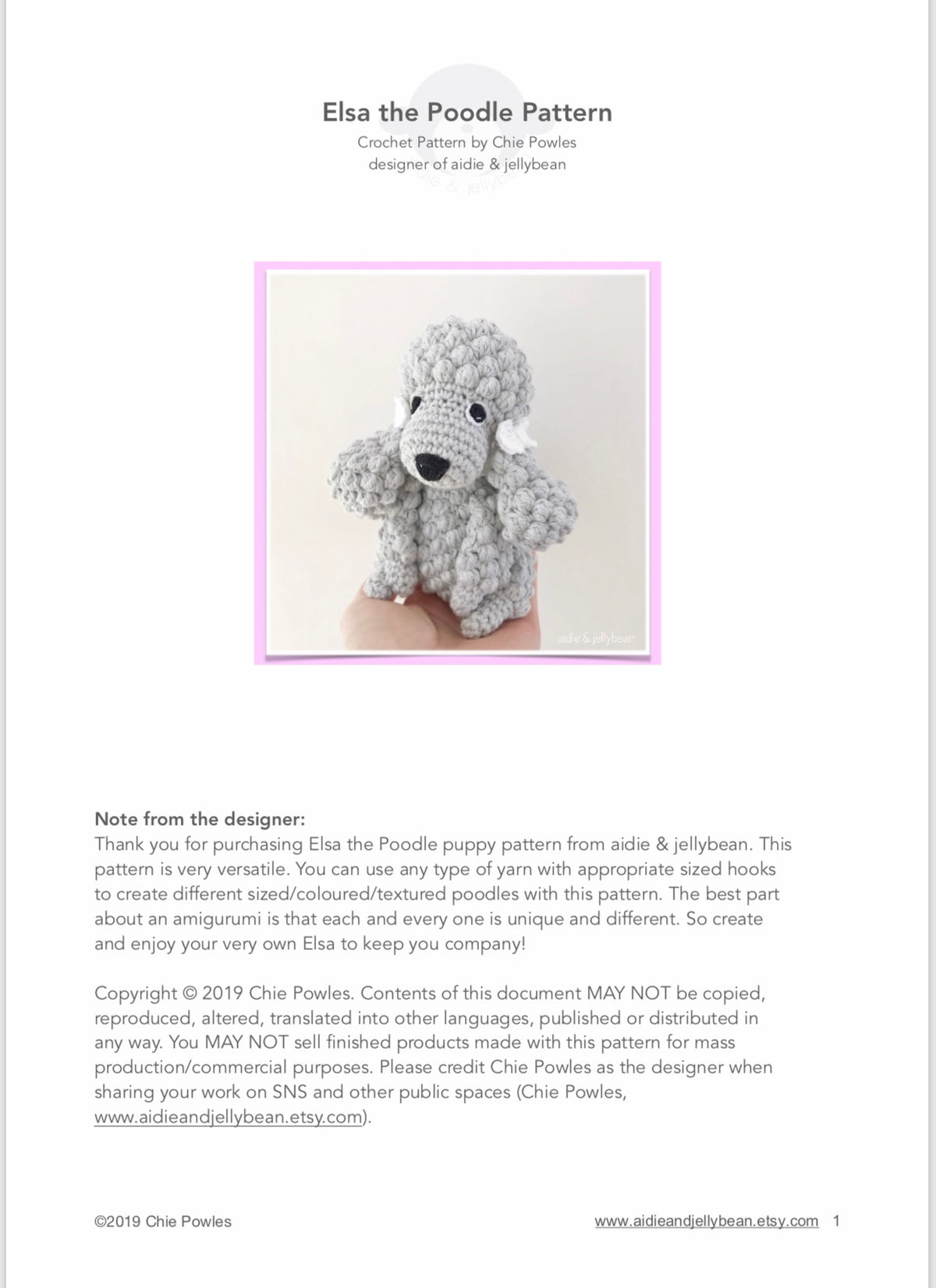 AMIGURUMI PATTERN/ tutorial (English / Español) Amigurumi Poodle Dog - "Elsa the Poodle Puppy"