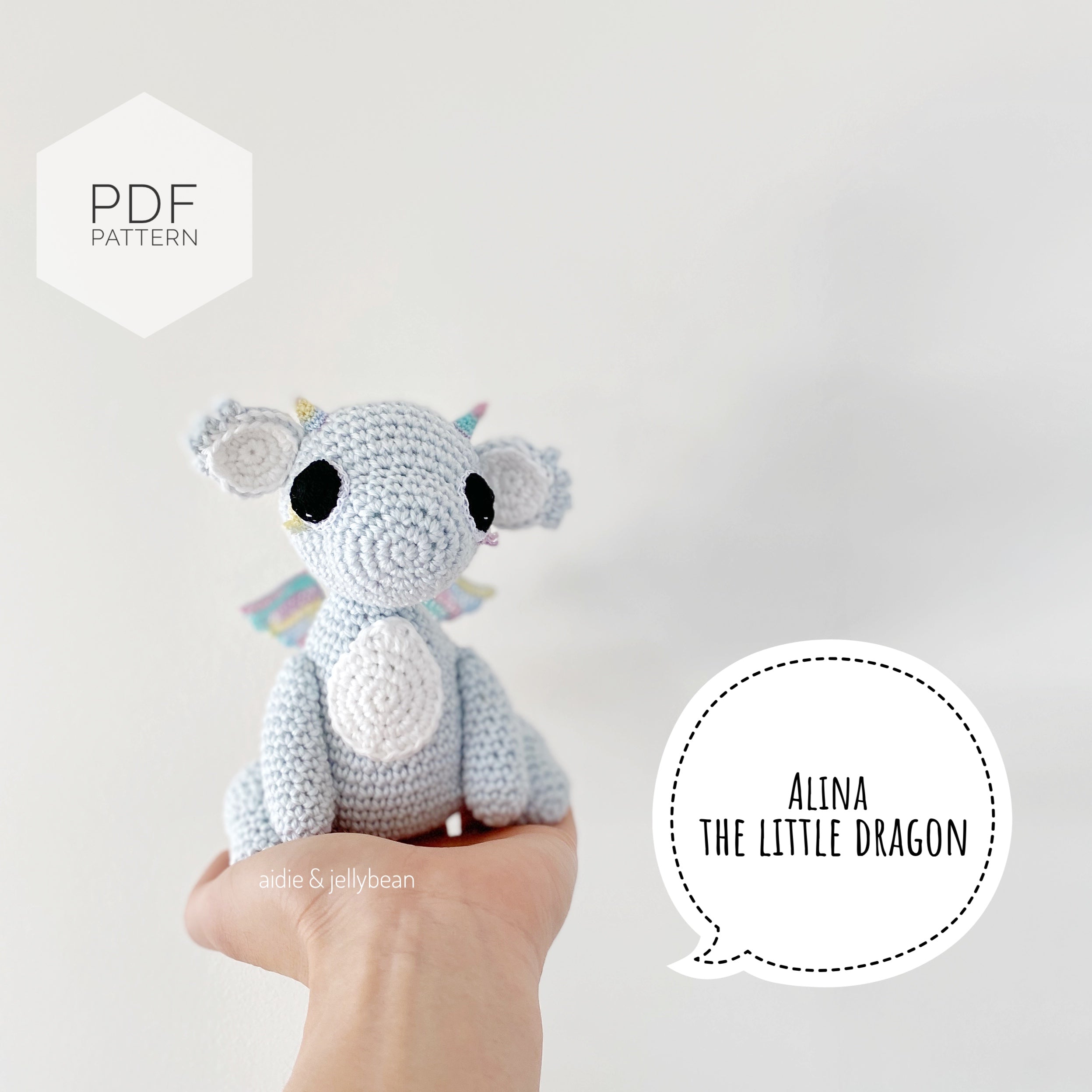 AMIGURUMI PATTERN/ tutorial (English) Amigurumi Dragon - "Alina the Little Dragon" pdf - US terminology