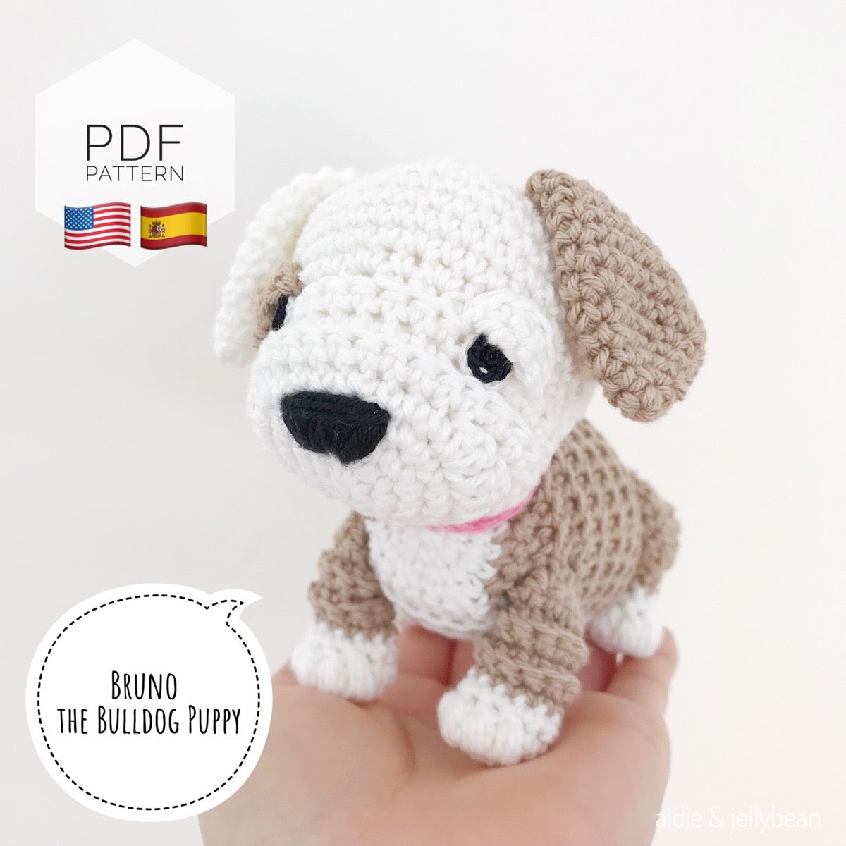 AMIGURUMI PATTERN/ tutorial (English / Español) Amigurumi Bulldog - "Bruno the Bulldog Puppy"