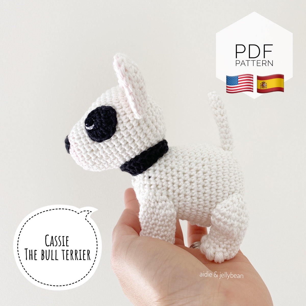 AMIGURUMI PATTERN/ tutorial (English / Español) Amigurumi Bull Terrier - "Cassie the Bull Terrier Puppy"