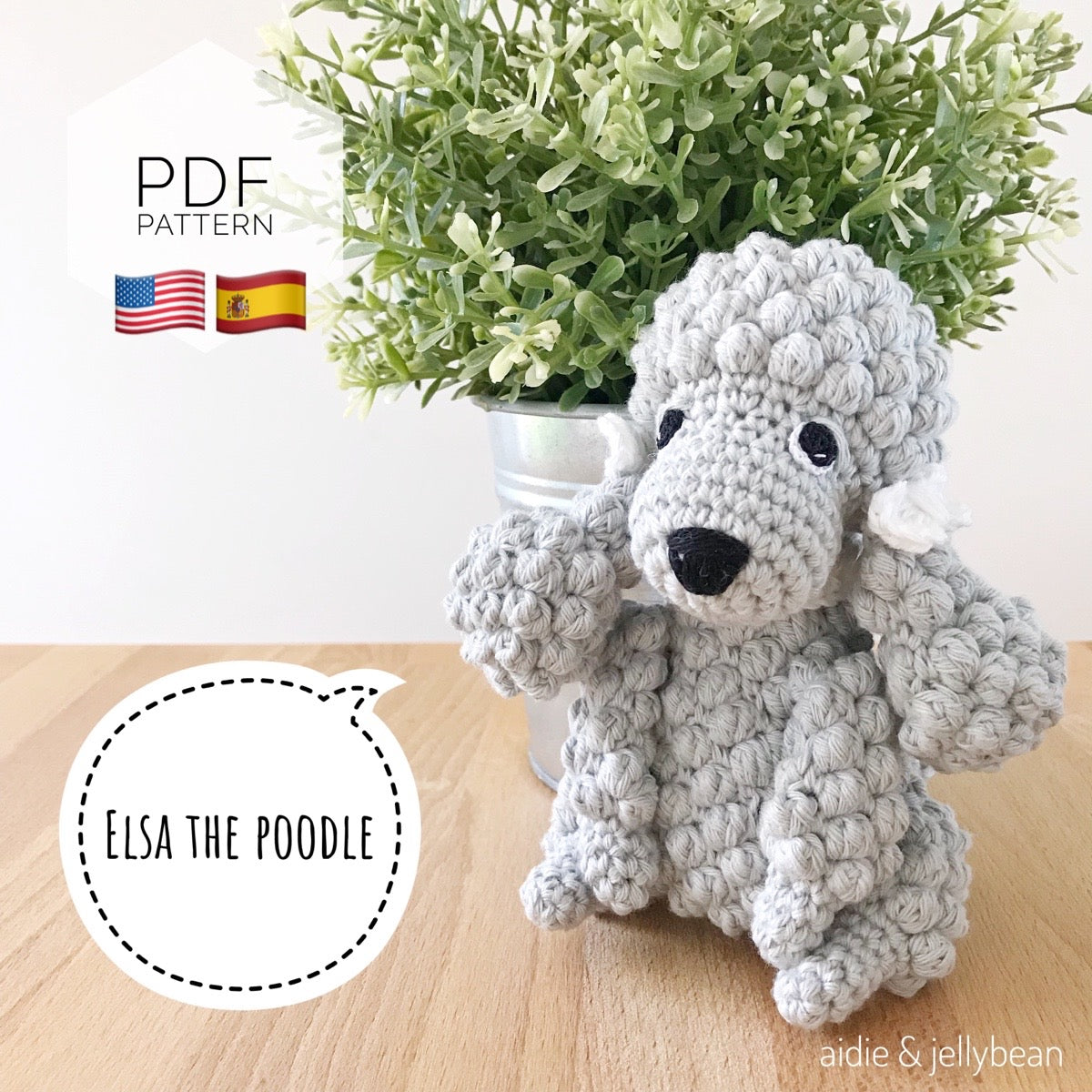 AMIGURUMI PATTERN/ tutorial (English / Español) Amigurumi Poodle Dog - "Elsa the Poodle Puppy"