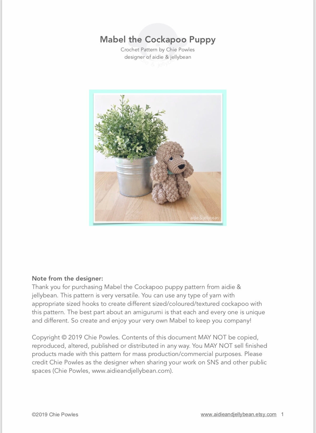 AMIGURUMI PATTERN/ tutorial (English / Español) Amigurumi Cockapoo Dog - "Mabel the Cockapoo Puppy"