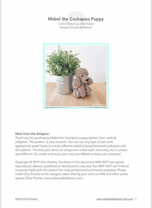 AMIGURUMI PATTERN/ tutorial (English / Español) Amigurumi Cockapoo Dog - "Mabel the Cockapoo Puppy"