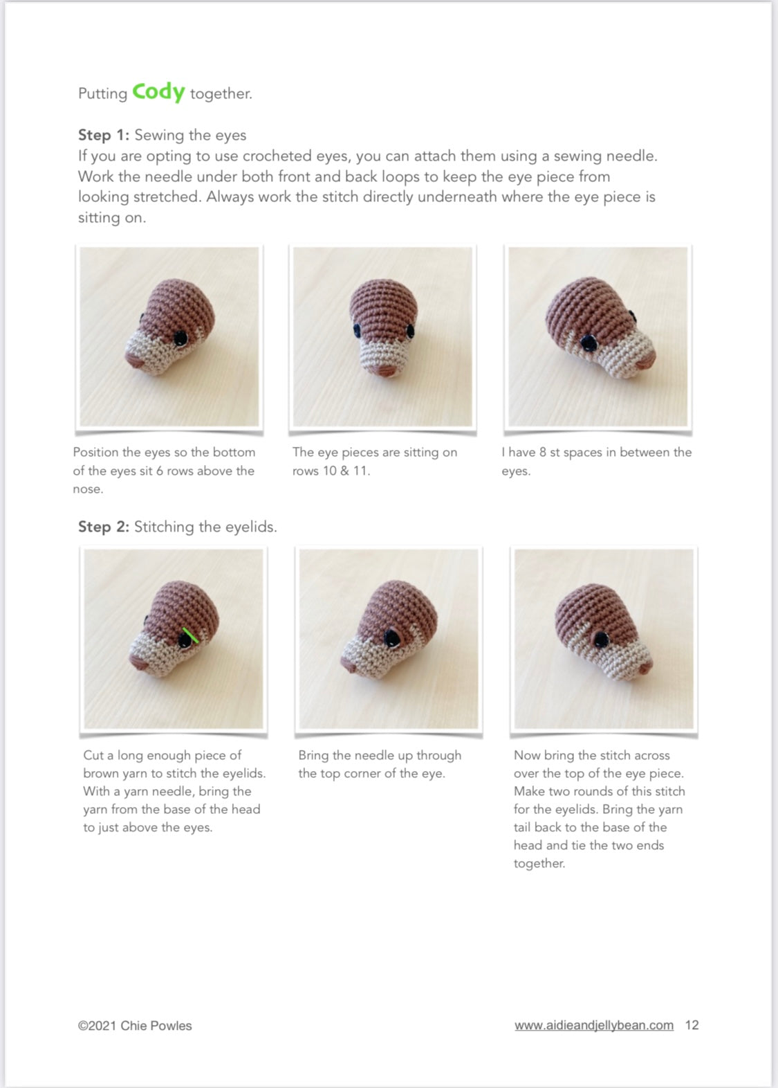 AMIGURUMI PATTERN/ tutorial (English) Amigurumi Kelpie - "Cody the Kelpie Puppy" pdf - US terminology