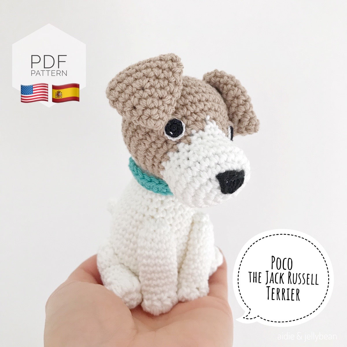 AMIGURUMI PATTERN/ tutorial (English / Español) Amigurumi Jack Russell Terrier  - "Poco the Jack Russell Terrier Puppy"