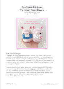 AMIGURUMI PATTERN/ tutorial (English) Amigurumi Pig "Egg Shaped Animals - The Happy Piggy Couple" pdf - US terminology