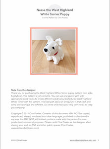 AMIGURUMI PATTERN/ tutorial (English) Amigurumi West Highland White Terrier - "Nessa the West Highland White Terrier Puppy" pdf - US terminology