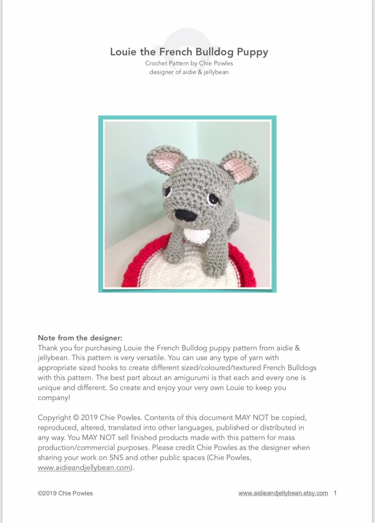 AMIGURUMI PATTERN/ tutorial (English / Español) Amigurumi French Bulldog - "Louie the French Bulldog Puppy"