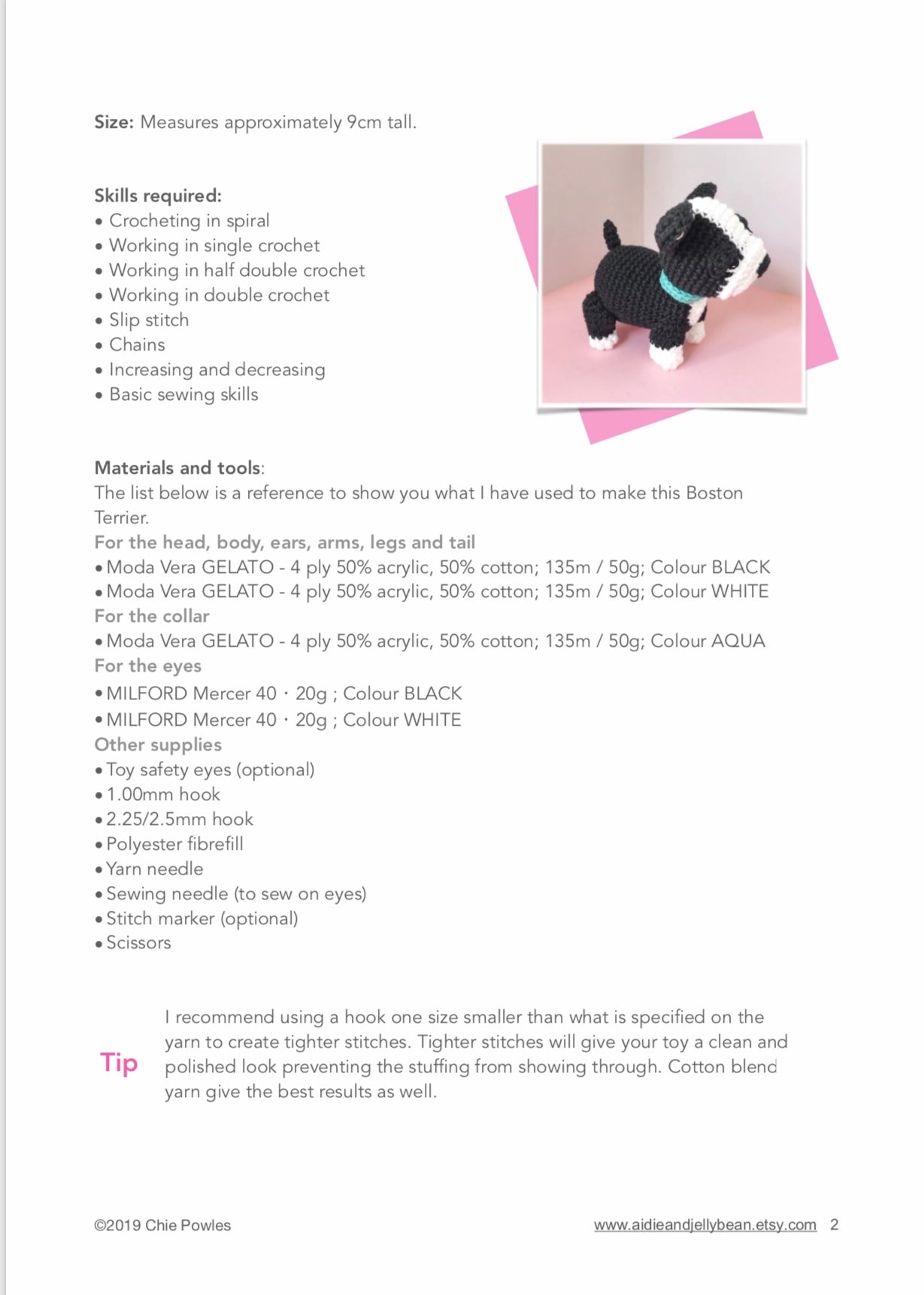 AMIGURUMI PATTERN/ tutorial (English/ Español) Amigurumi Boston Terrier - "Roxie the Boston Terrier Puppy"