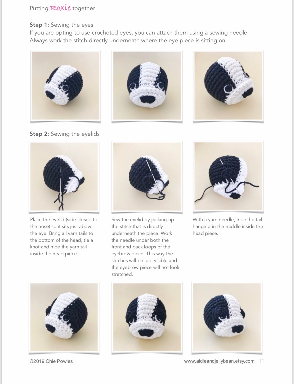 AMIGURUMI PATTERN/ tutorial (English/ Español) Amigurumi Boston Terrier - "Roxie the Boston Terrier Puppy"