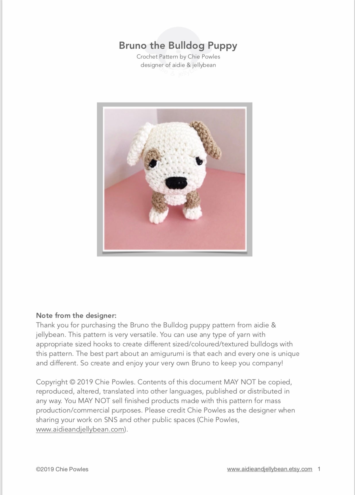 AMIGURUMI PATTERN/ tutorial (English / Español) Amigurumi Bulldog - "Bruno the Bulldog Puppy"