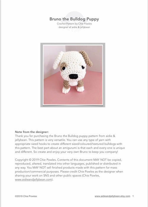 AMIGURUMI PATTERN/ tutorial (English / Español) Amigurumi Bulldog - "Bruno the Bulldog Puppy"