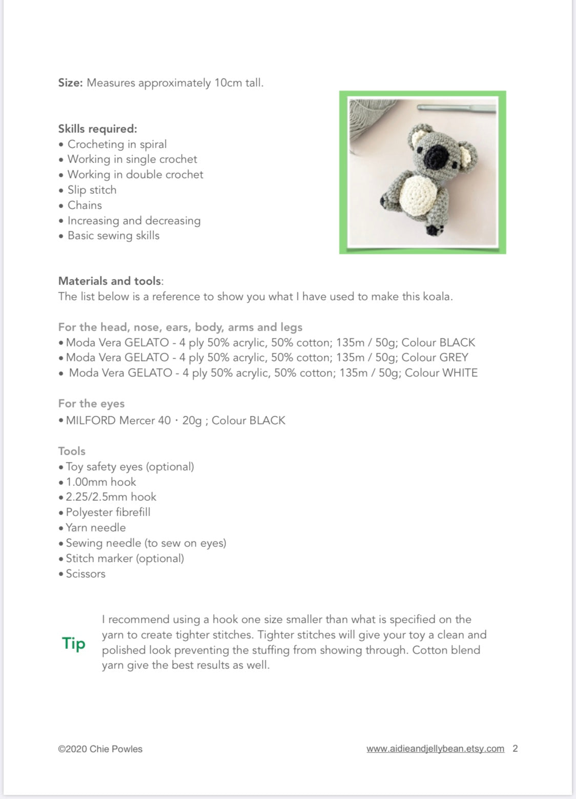AMIGURUMI PATTERN/ tutorial (English) Amigurumi koala - "The Little Koala" pdf - US terminology