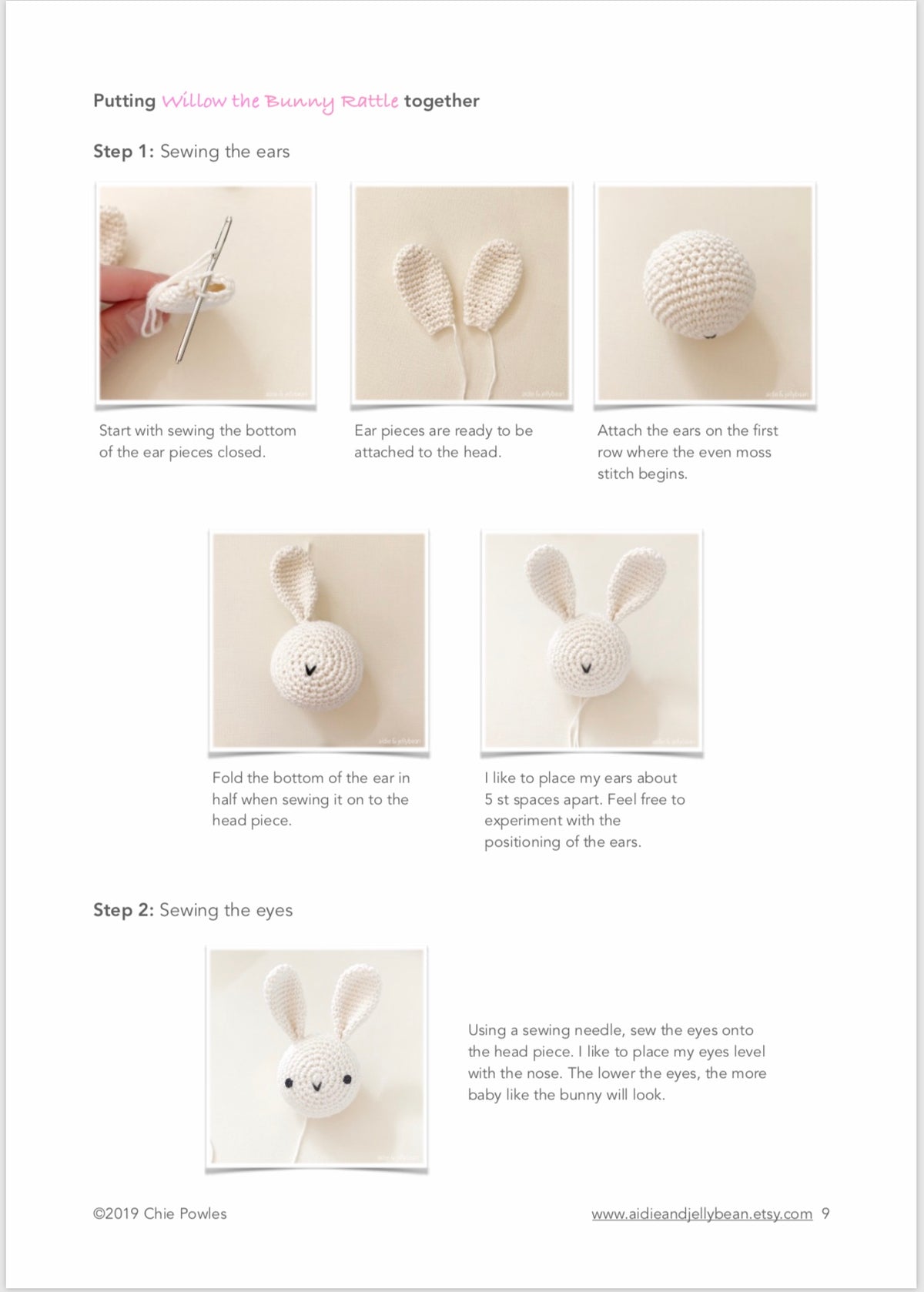 AMIGURUMI PATTERN/ tutorial (English) Amigurumi Bunny - "Willow the Bunny" pdf - US terminology