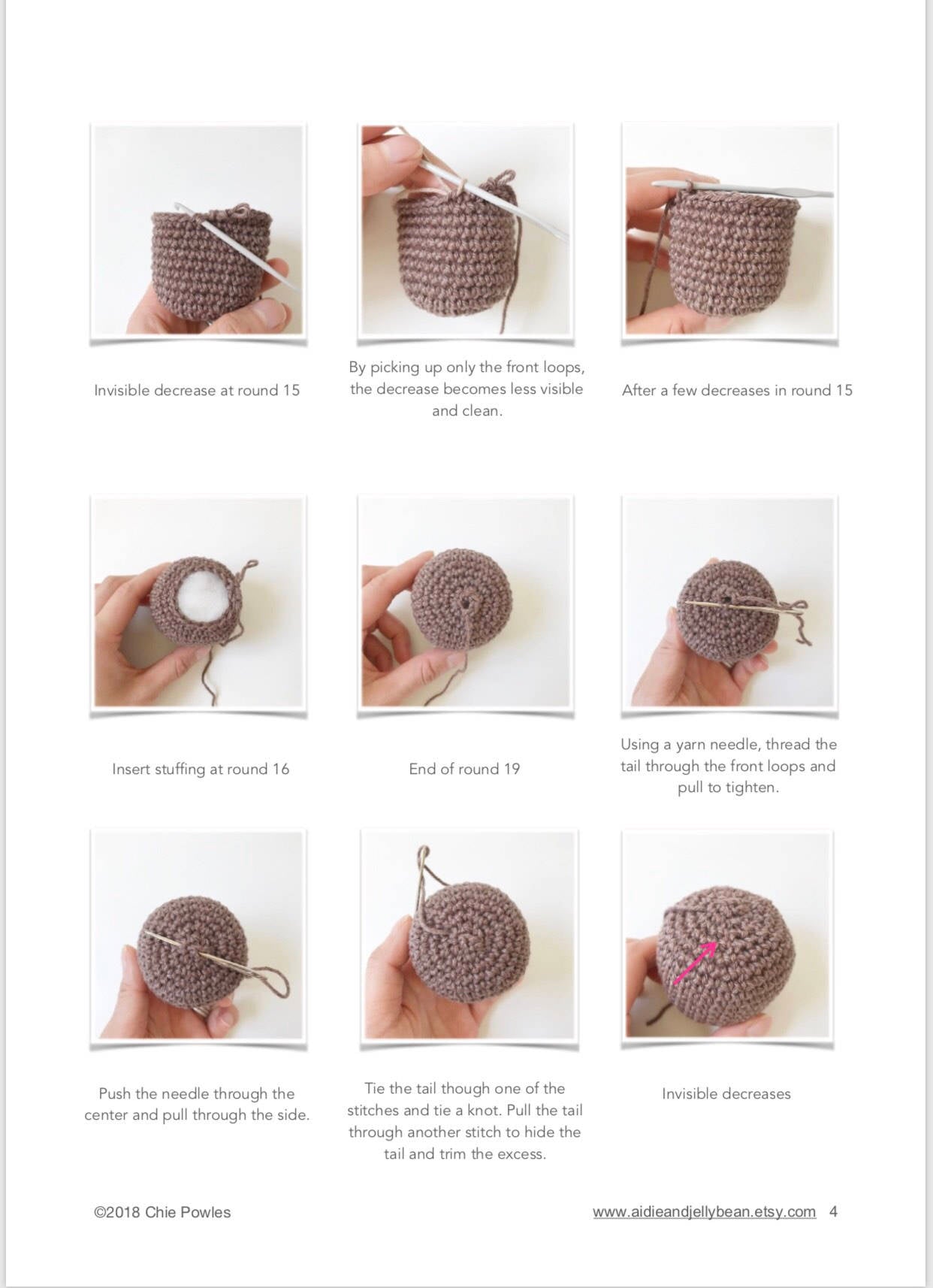 AMIGURUMI PATTERN/ tutorial (English) Amigurumi Teddy Bear "The Little Teddy Bear" pdf - US terminology