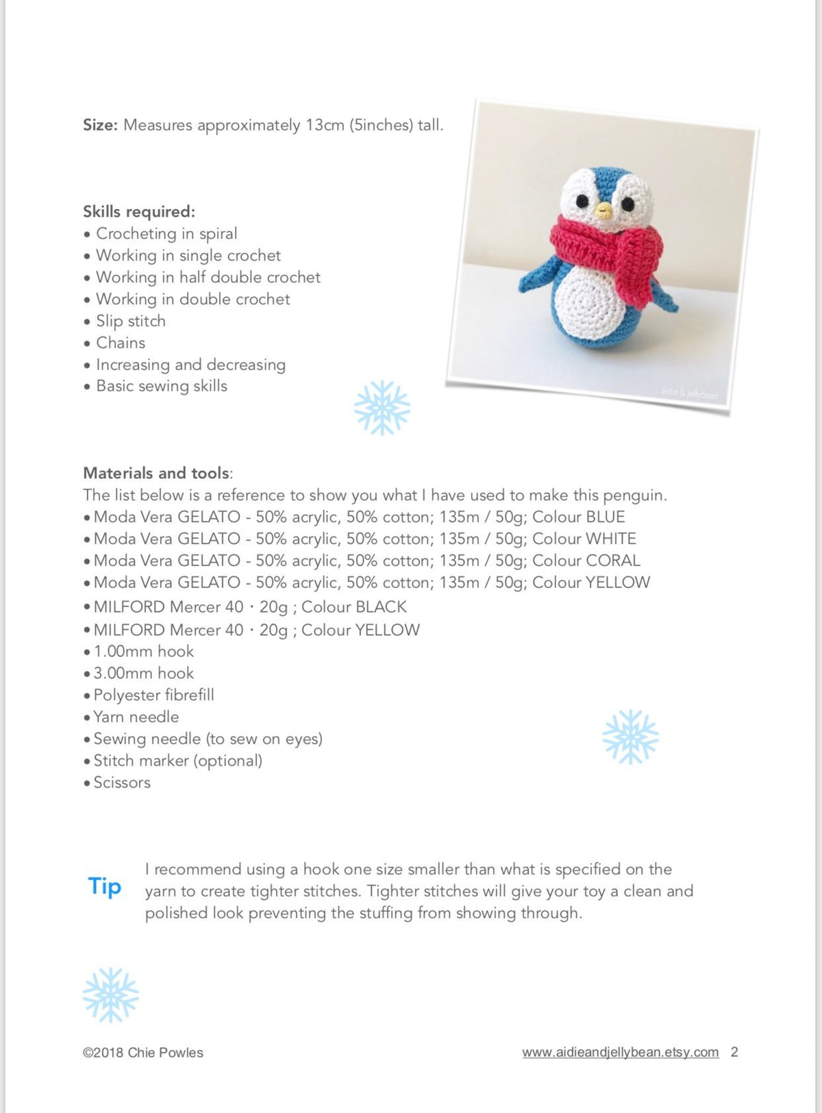 AMIGURUMI PATTERN/ tutorial (English) Amigurumi Penguin - "Felix the Happy Little Penguin" pdf - US terminology
