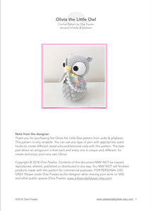 AMIGURUMI PATTERN/ tutorial (English) Amigurumi Owl - "Olivia the Little Owl" pdf - US terminology