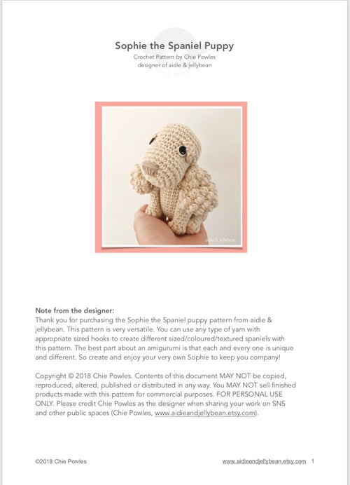 AMIGURUMI PATTERN/ tutorial (English / Español) Amigurumi Spaniel Dog - "Sophie the Spaniel Puppy"